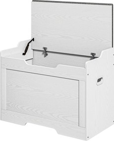 HOMCOM Skrzynia na przechowywanie 103 litry, ławka z miejscem na przechowywanie z zawiasem bezpieczeństwa, poduszką, do różnych pomieszczeń, Biały