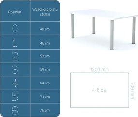 Stół do szkoły Smart prostokątny 120x70 cm, rozmiar 4-6, blat biały / nogi szare