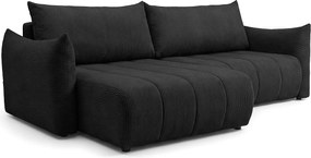 Narożnik Flo, z funkcją spania, do salonu, tkanina Poso, czarny (135)