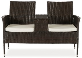 Sofa Ogrodowa Dwuosobowa ze Stolikiem KENT Technorattan Brązowa