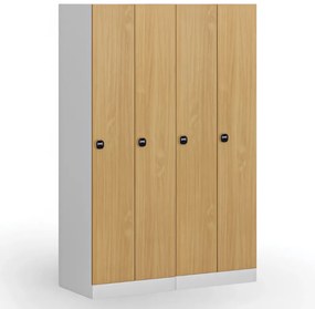 Szafka ubraniowa S1, 2-drzwiowa, 1850 x 600 x 500 mm, demontaż, zamek RFID, drzwi laminowane, dąb naturalny