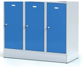 Alfa 3 Szafka skrytkowa na cokole, 9 schowków, 1920 x 900 x 500 mm, zamek obrotowy, drzwi ciemnoszare
