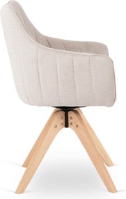 Krzesło Tapicerowane Obrotowe do Salonu LEMON Jasnobeżowe Nowoczesne