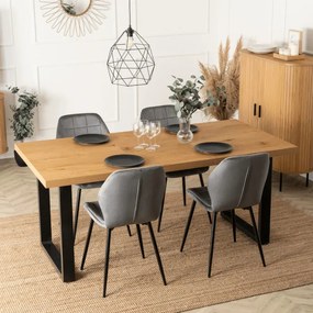 Stół Prostokątny Rozkładany TOMAS 130-230 cm Dąb Złoty/Czarny do Jadalni Nowoczesny Loft