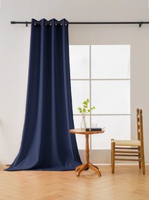 Granatowa zasłona OXFORD 140x250 cm Zawieszanie: Taśma z wiązaniami
