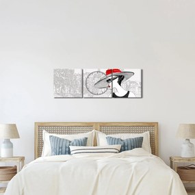 Obraz  - Dama w mieście (z zegarem) (90x30 cm)