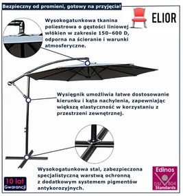 Szary okrągły parasol na taras F3-W16