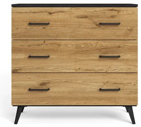 Czarno-naturalna niska komoda w dekorze dębu 80x72 cm Indus – Marckeric