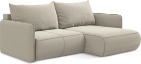 Narożnik prawostronny z funkcją spania - z tkaniny welwetowej - perłowy - NANEA