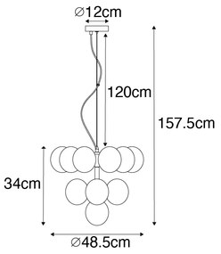 Lampa wisząca brąz z bursztynowym szkłem 13 świateł - Bianca ArtDeco Oswietlenie wewnetrzne