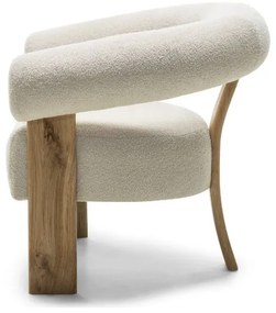 Kremowy designerski fotel KOKEI, dąb