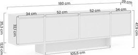 Szafka RTV czterodrzwiowa Zolia 180 cm na cokole - orzech elegant