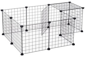 PawHut Kojec dla Zwierząt Metalowy Wybieg Modułowy Dowolny Kształt Czarny 106x73x36 cm | Aosom PL