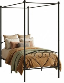 Czarne metalowe łóżko z baldachimem 90x200 cm F0-K18