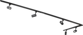 Nowoczesny system szynowy czarny z 5 reflektorami 1-fazowymi - Jeana