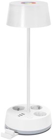 Aigostar LED RGBW — ściemnialna lampa stołowa z gniazdami i portem USB, LED 4,6 W / 230 V, biała