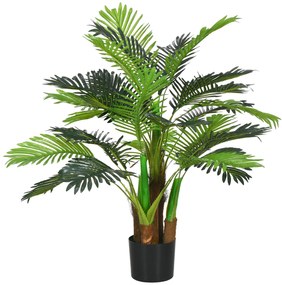 HOMCOM Sztuczna Palma, 1 m, Realistyczne Gałęzie, Roślina Dekoracyjna, Plastik, z Doniczką, Brązowo-Zielona