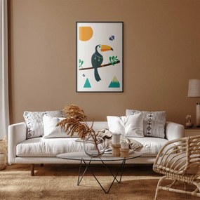 Plakat Tukan i motyle 29,7x42 cm z ramą czarną z marginesem ARTGEIST B