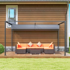 Outsunny Pergola, Solidna Ochrona przed Słońcem dla Ogrodu, Balkonu, Tarasu, z Metalu i Plastiku, Odporna na UV i wodę, Ciemnoszara