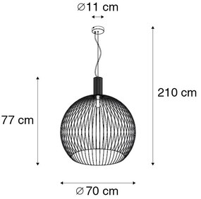 Designerska lampa wisząca czarna 70cm - Wire Dos Nowoczesny Oswietlenie wewnetrzne