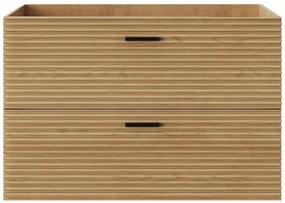 Szafka pod umywalkę na nóżkach z prążkowanym frontem - 2 szuflady - Jasne drewno - 80 cm - SARONE