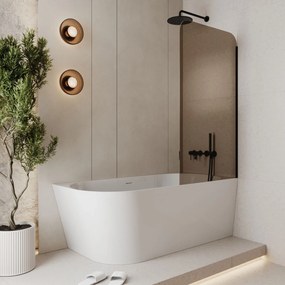 Parawan nawannowy prostokatny MOLIS Square Brown szkło brązowe | Różne rozmiary : Kolor profili kabiny - chrom / srebrny, Rozmiar - 80x140 cm