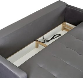 Sofa z Funkcją Spania SEUL Rozkładana Dwuosobowa Welurowa Szara Glamour