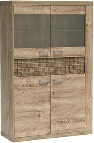 Witryna YASUO 159,5 x 102 cm, Stojąca witryna do Salonu, Dąb