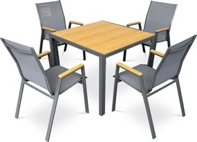 Autronic Stół ogrodowy, metal, polywood, brązowy, AZ T-S1209 OAK