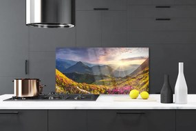 Panel Szklany do Kuchni Słoneczna Polana pod Szczytami