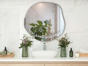 Naklejka na lustro S47 – Hey! Wash your hands. (round)