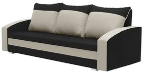 Kanapa sofa 3 os z funkcją spania KING Czarny/Kremowy
