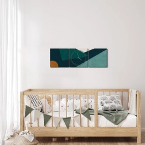 Obraz - Abstrakcja kubistyczna (z zegarem) (90x30 cm)