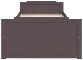 Łóżko drewniane z szufladami ciemny brąz 90x200 - Kamos