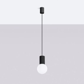 Lampa wisząca HALO 1 czarna ryflowana  SOLLUX  LIGHTING