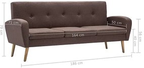 Trzyosobowa sofa pikowana brązowa - Anita 3Q