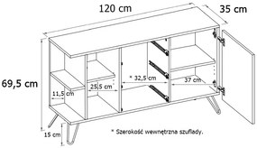 Lewostronna komoda z szufladami dąb craft Riogix 4X