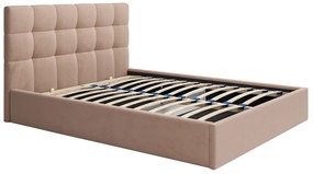 Łóżko ze skrzynią 200 x 200 cm - Welur - Beżowy - MIRDAL od Pascal Morabito