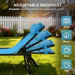Outsunny Leżak składany, przewiewny materiał, metalowa rama, 189 x 58 x 30 cm, niebieski | Aosom PL