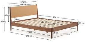 Ciemnobrązowe łóżko dwuosobowe ze stelażem 160x200 cm Elan – Kave Home