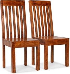 Zestaw 2 solidnych krzeseł jadalnianych z litego drewna akacjowego z wykończeniem miodowym