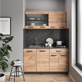 Pojedyncza kuchnia złoty dąb power/antracyt 140x46x81.6 r-line