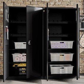Metalowa szafa warsztatowa Bruno All Black 92x50x185 cm czarna