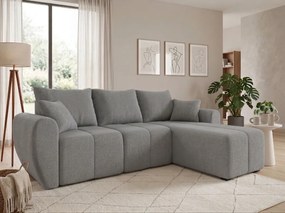 Rozkładana dwustronna sofa narożna do L SEVIO 246x145 cm, szara + 2 poduszki GRATIS