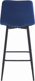 Niebieskie krzesło barowe POZZA VELVET z czarnymi nogami