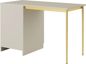 Biurko Nicole 120 cm jednodrzwiowe z szufladą - kaszmir / złote nóżki