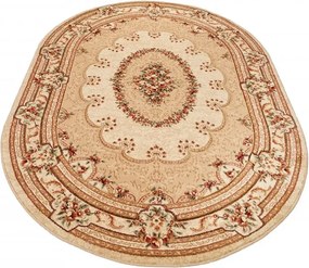 Owalny kremowy dywan w retro stylu P7-M58