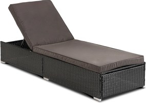 Fotel Ogrodowy Leżak LARGO Technorattan Czarny/Brązowy