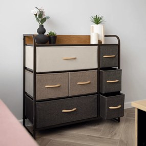 Komoda z szufladami z tkaniny HAZEL TYP 3, brązowy, XL