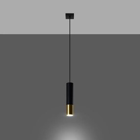 Lampy wiszące nowoczesny Zarpex, stal - 1 źródło światła 3000K - L.8 x H.100 cm - czarny/złoty